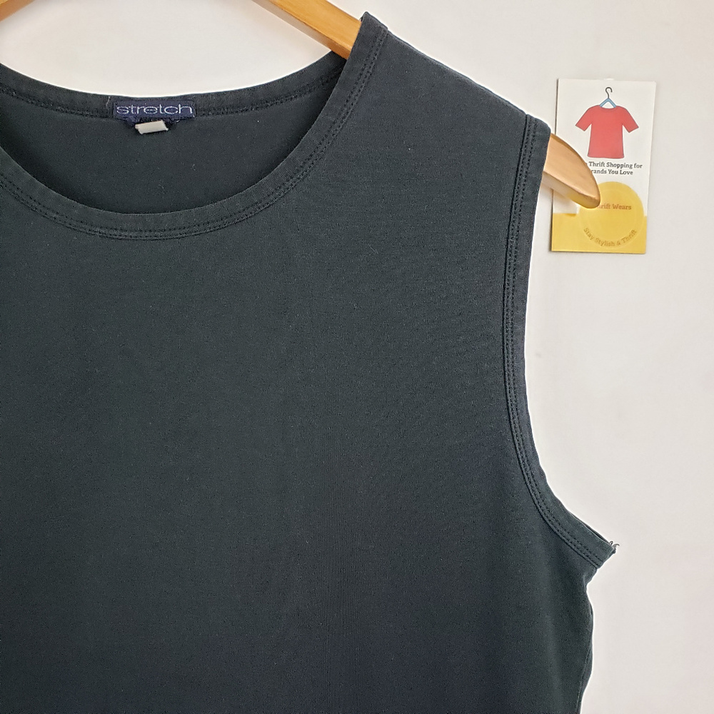 Womens Sleeveless Muscle T-Shirt Stretch Black - Picture 3 of 5